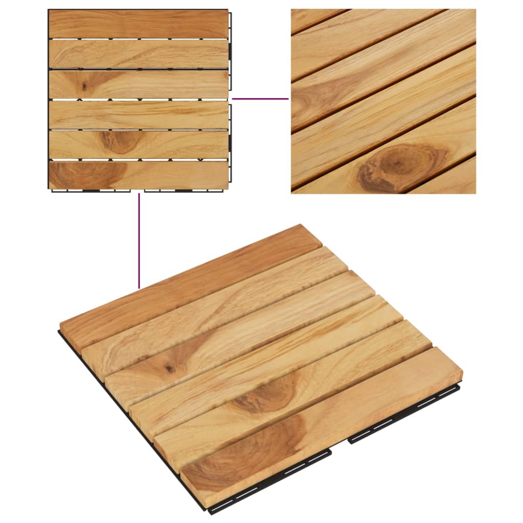 Terrassebrædder 10 stk. 30x30 cm lodret mønster massivt teak - number 5.