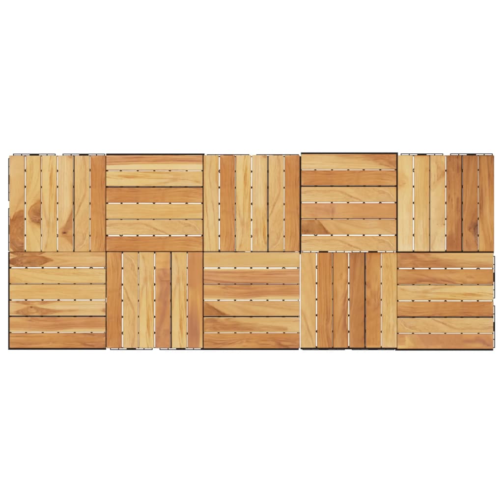 Terrassebrædder 10 stk. 30x30 cm lodret mønster massivt teak - number 4.