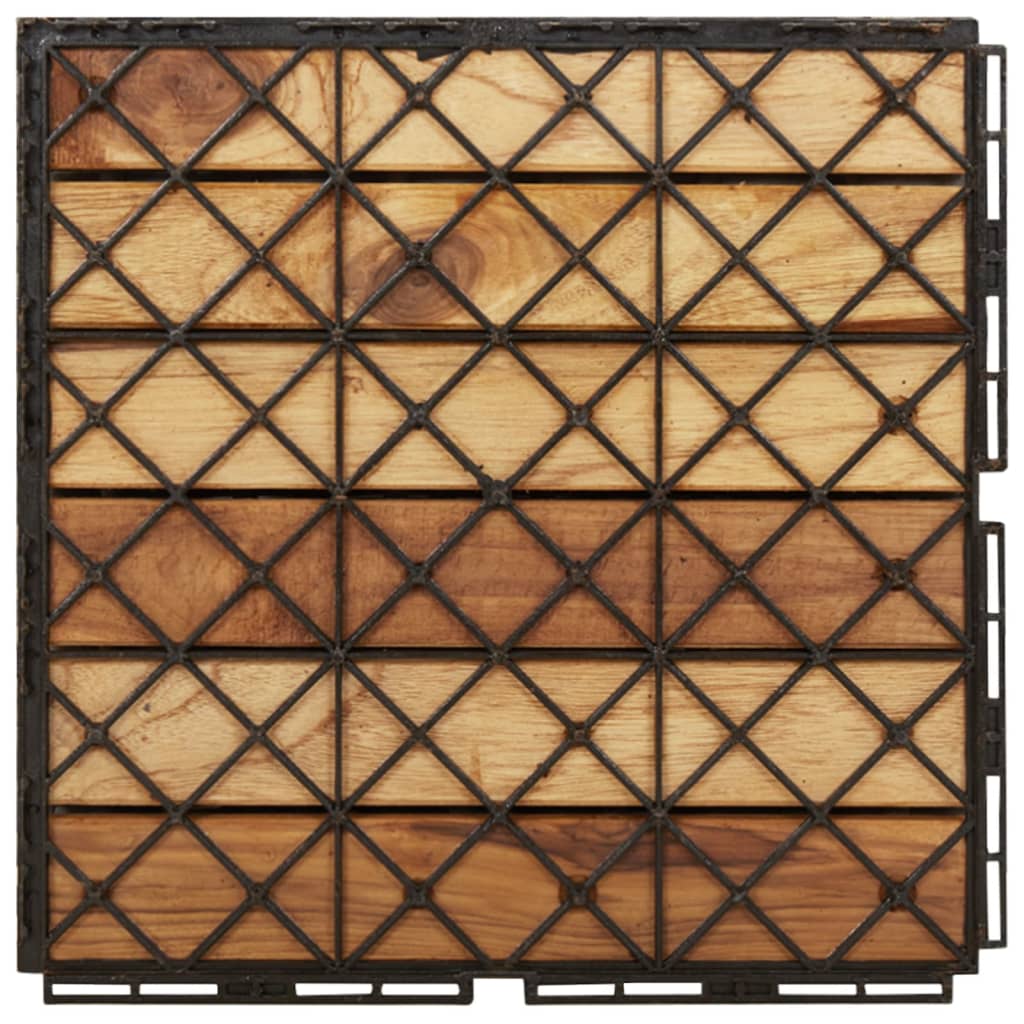 Terrassebrædder 10 stk. 30x30 cm lodret mønster massivt teak - number 7.