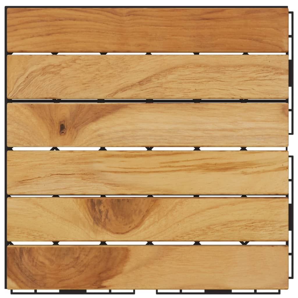 Terrassebrædder 10 stk. 30x30 cm lodret mønster massivt teak - number 6.