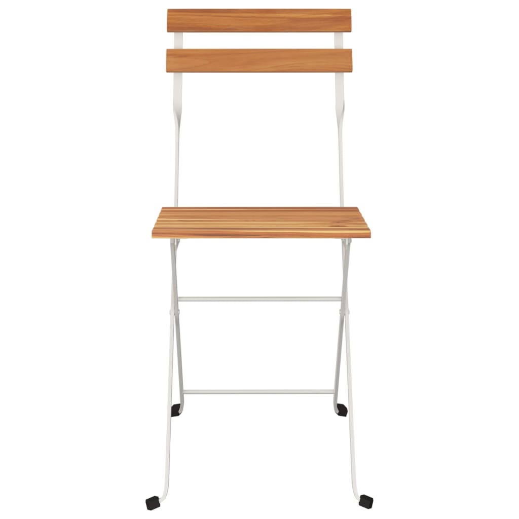 Sklopivi bistro stolice računala. čvrsta akacija drveta i čelika - bijela, 2 - number 4.