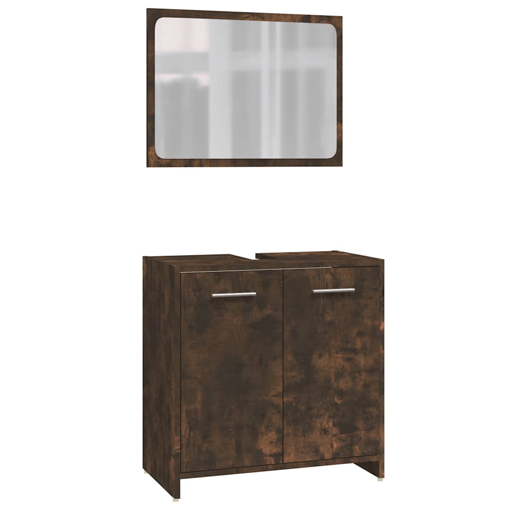 Zestaw mebli łazienkowych elementy drewno klejone dąb sonoma wędzony - dąb wędzony, 4 - number 7.