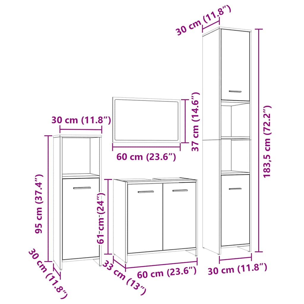 Zestaw mebli łazienkowych elementy drewno klejone dąb sonoma wędzony - dąb wędzony, 4 - number 11.