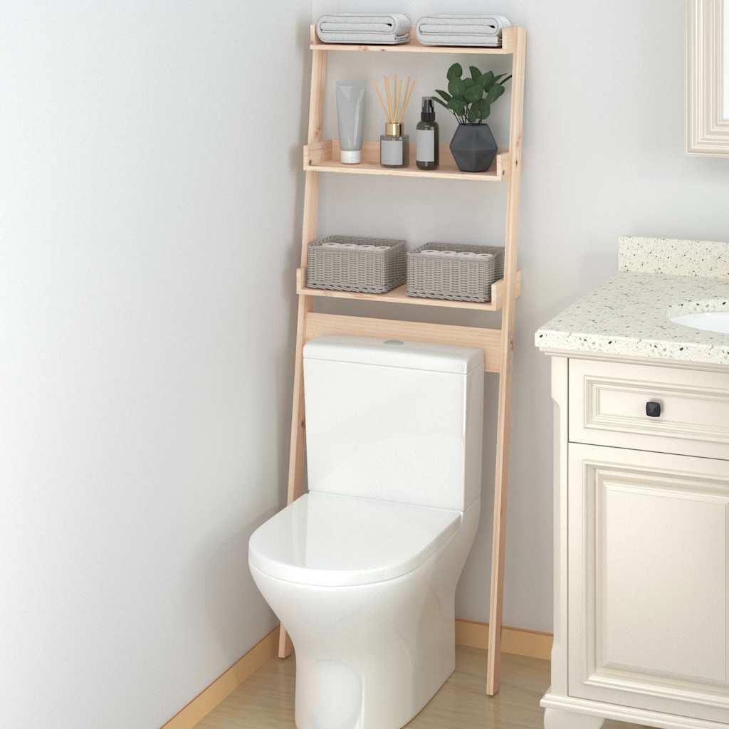 Toiletstativ 63,5x32x179 cm massivt fyrretræ - naturfarvet - number 1.