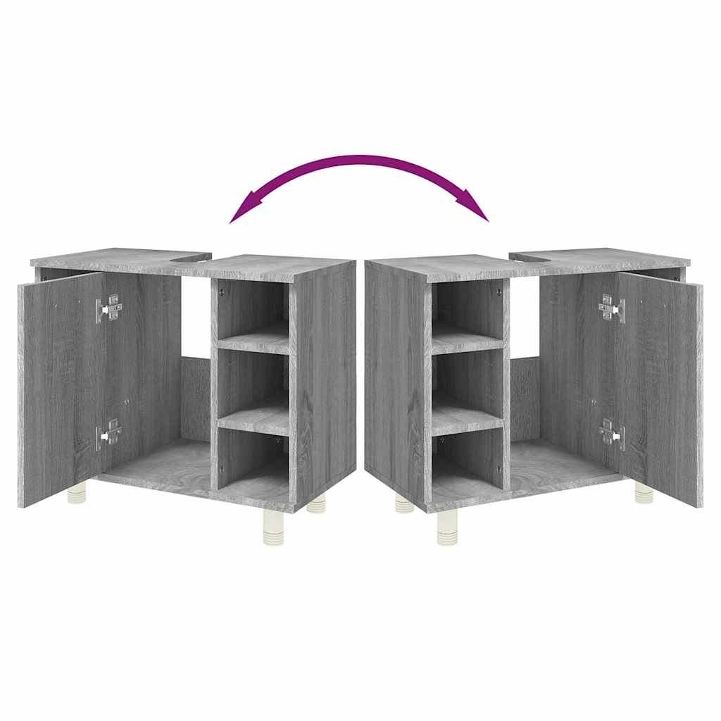 Baderomsskap 60x32x53,5 cm konstruert tre - grå sonoma eik, 1 - number 9.