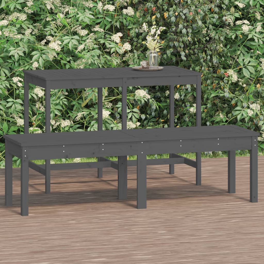 2-personers havebænk 159,5x44x45 cm massivt - fyrretræ grå, 159.5 x 44 x 45 cm, 1 - number 1.