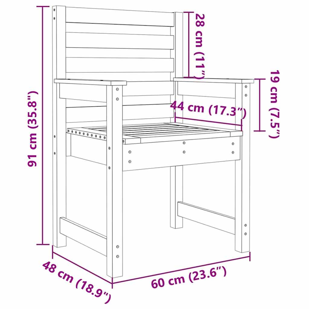 Vrtne stolice računala. masivna douglas jelka - douglasgran natural, 60 x 48 x 91 cm, 2 - number 8.