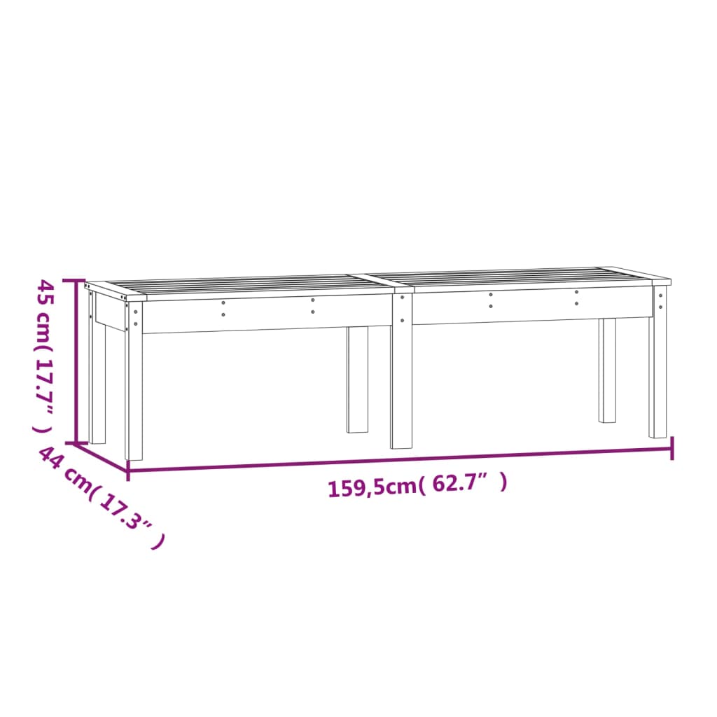 2-personers havebænk 159,5x44x45 cm massivt douglasgran - number 8.