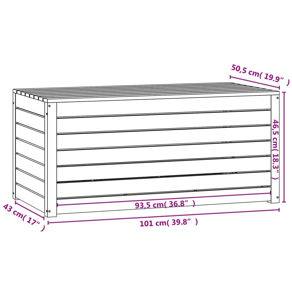 Havekasse 101x50,5x46,5 cm massivt fyrretræ - grå, 101 x 50.5 x 46.5 cm - number 10.