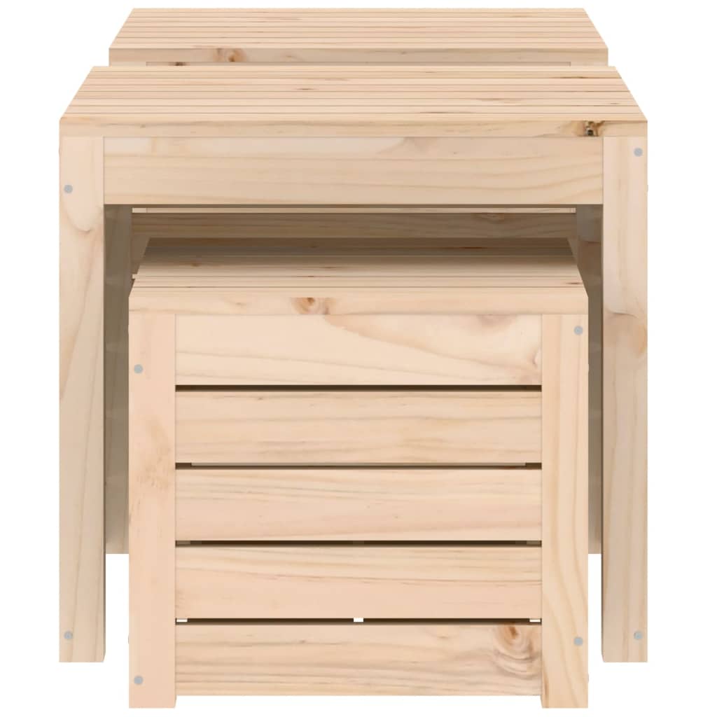 Havekasser 3 dele massivt fyrretræ - naturfarvet, 50.5 x 50.5 x 46.5 cm - number 6.