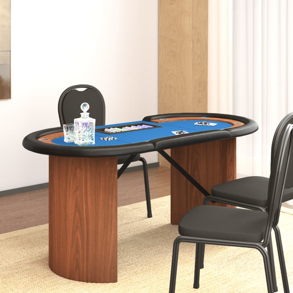 Pokerbord 10 pers. 160x80x75 cm med jetonbakke blå - number 1.