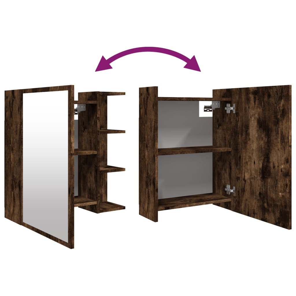 Zidni ormar s ogledalom 62,5x20,5x64 cm konstruirano drvo - dimljeni hrast, 1 - number 9.