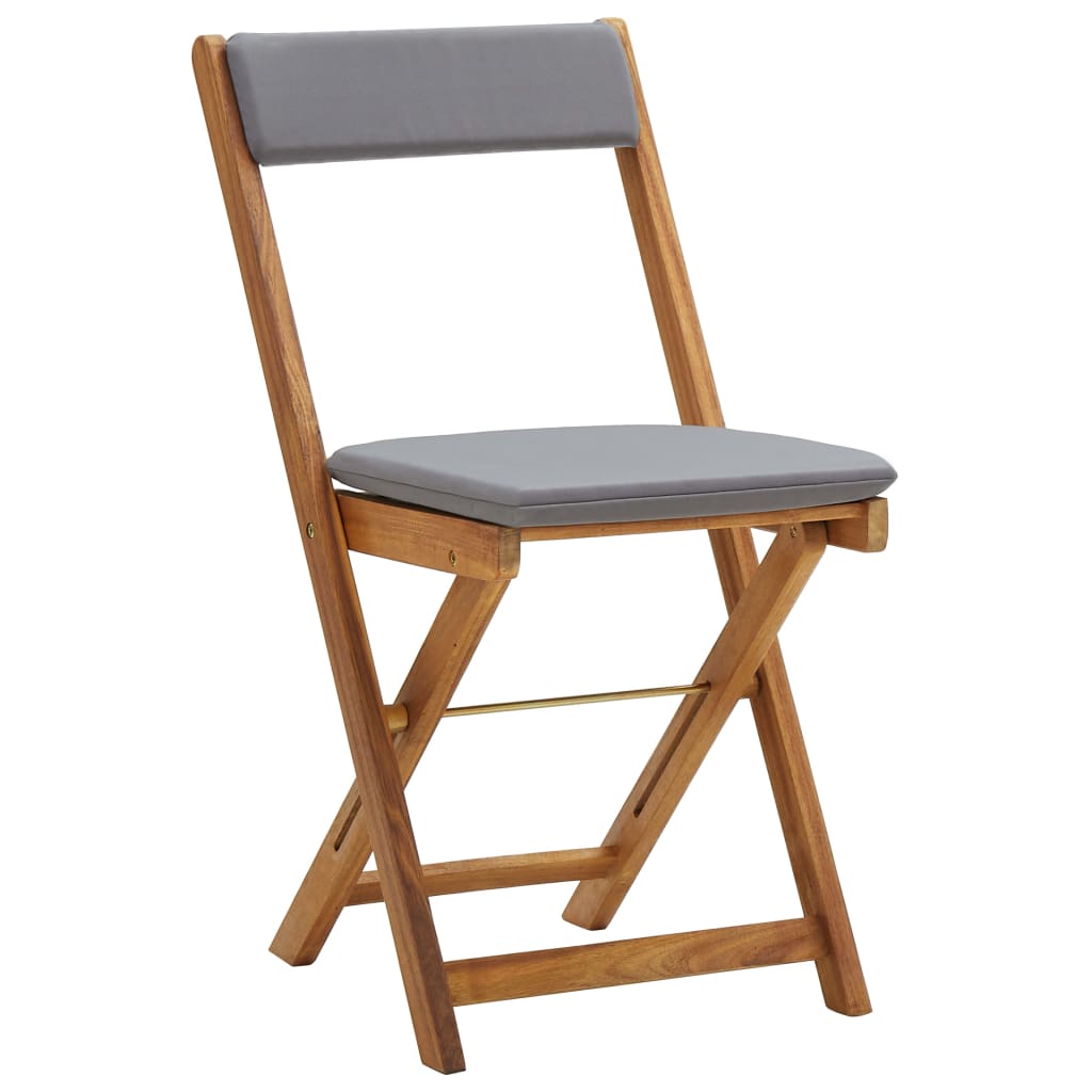 Foldbart bistrosæt 3 dele med hynder massivt akacietræ - number 5.