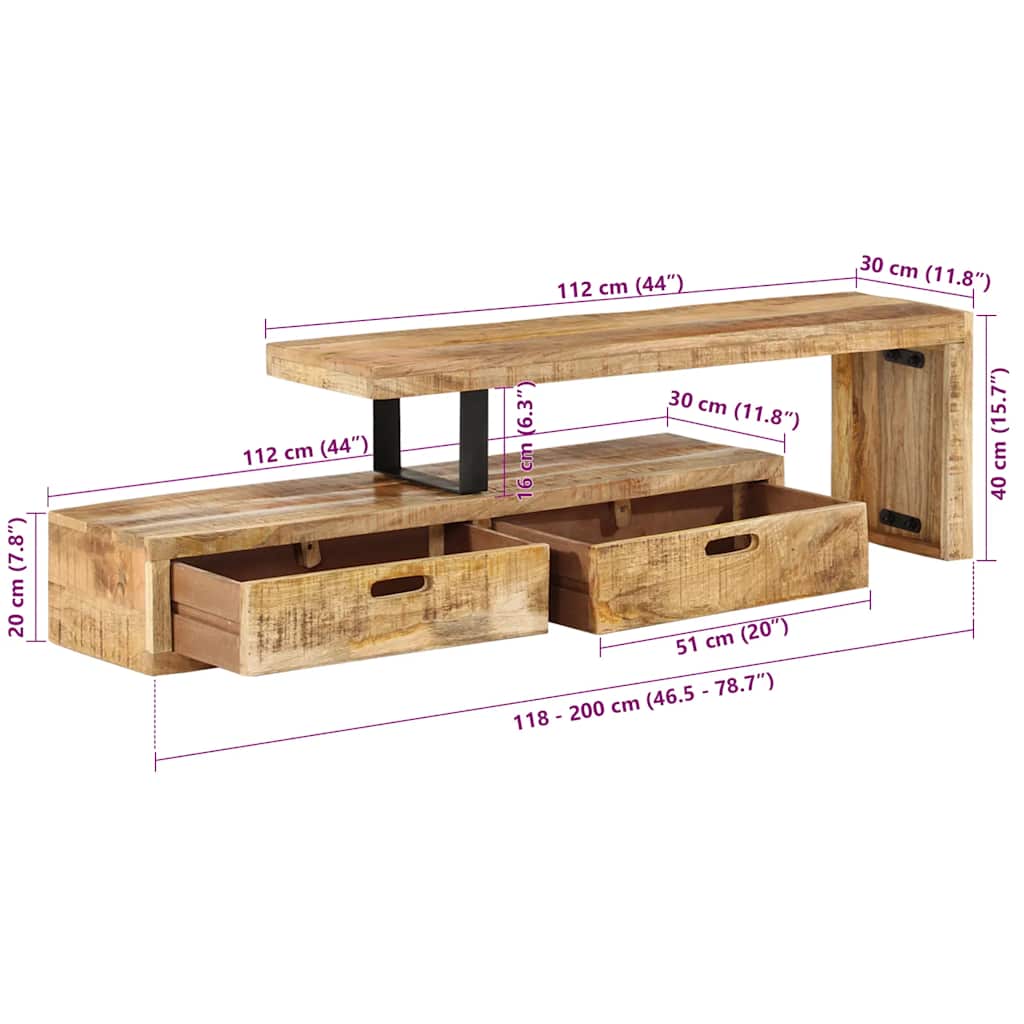Tv-bord massivt mangotræ - number 12.