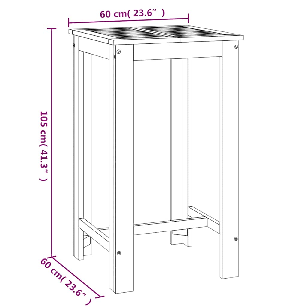 Barbord for hagen massivt akasietre - 60 x 60 x 105 cm, 1 - number 6.