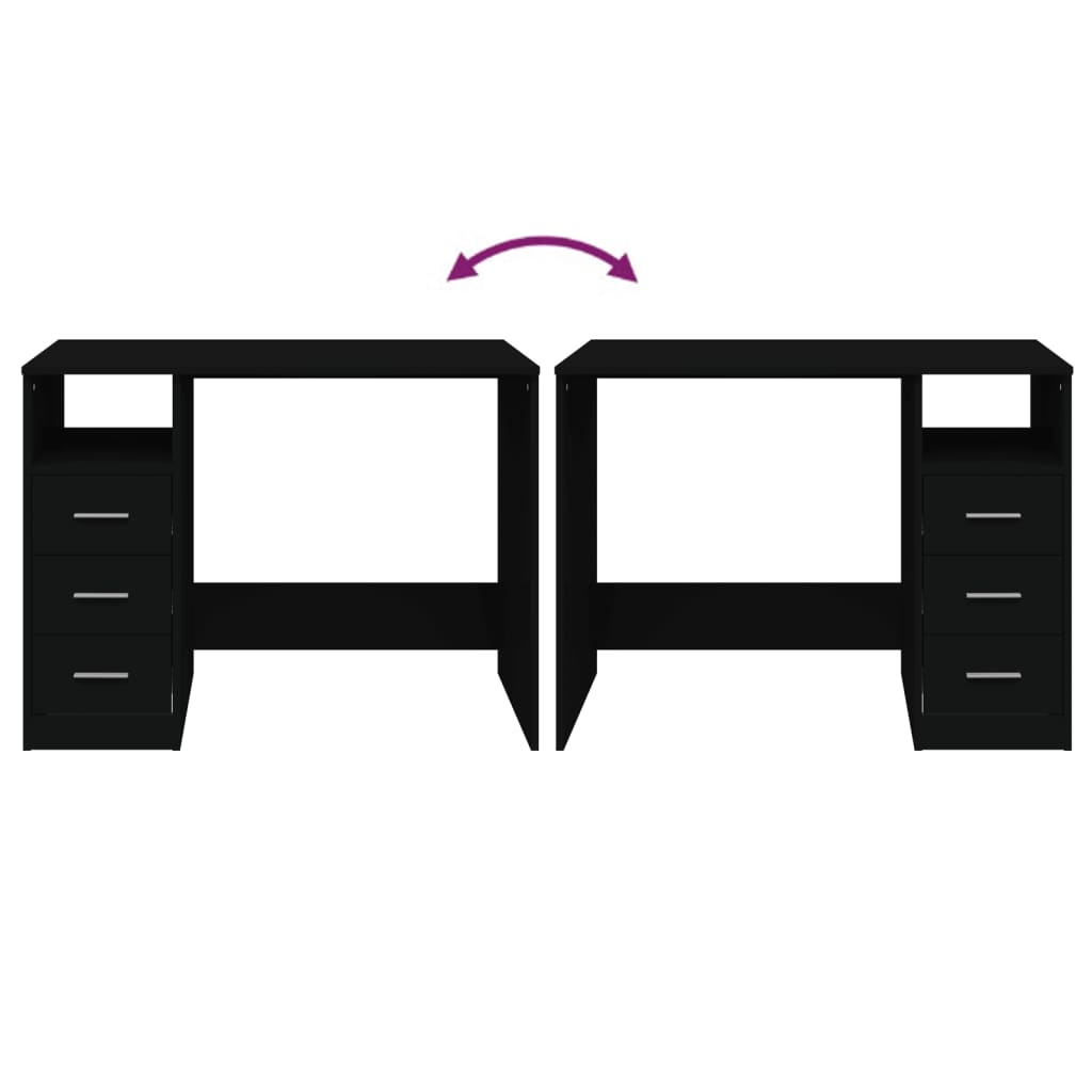 Skrivebord med hyller 102x50x76 cm konstruert tre - svart - number 7.