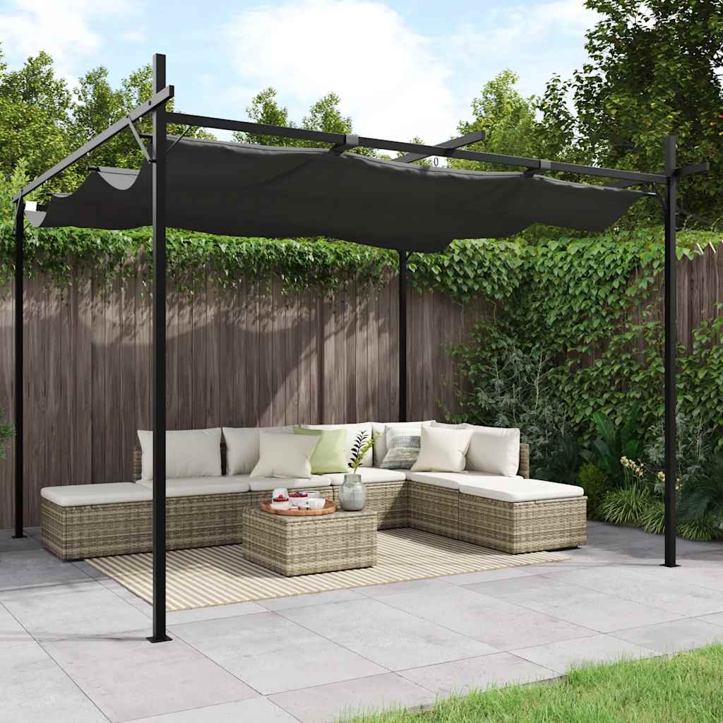 Pergola s pomičnim krovom 295x292x230 cm antracit siva - number 1.