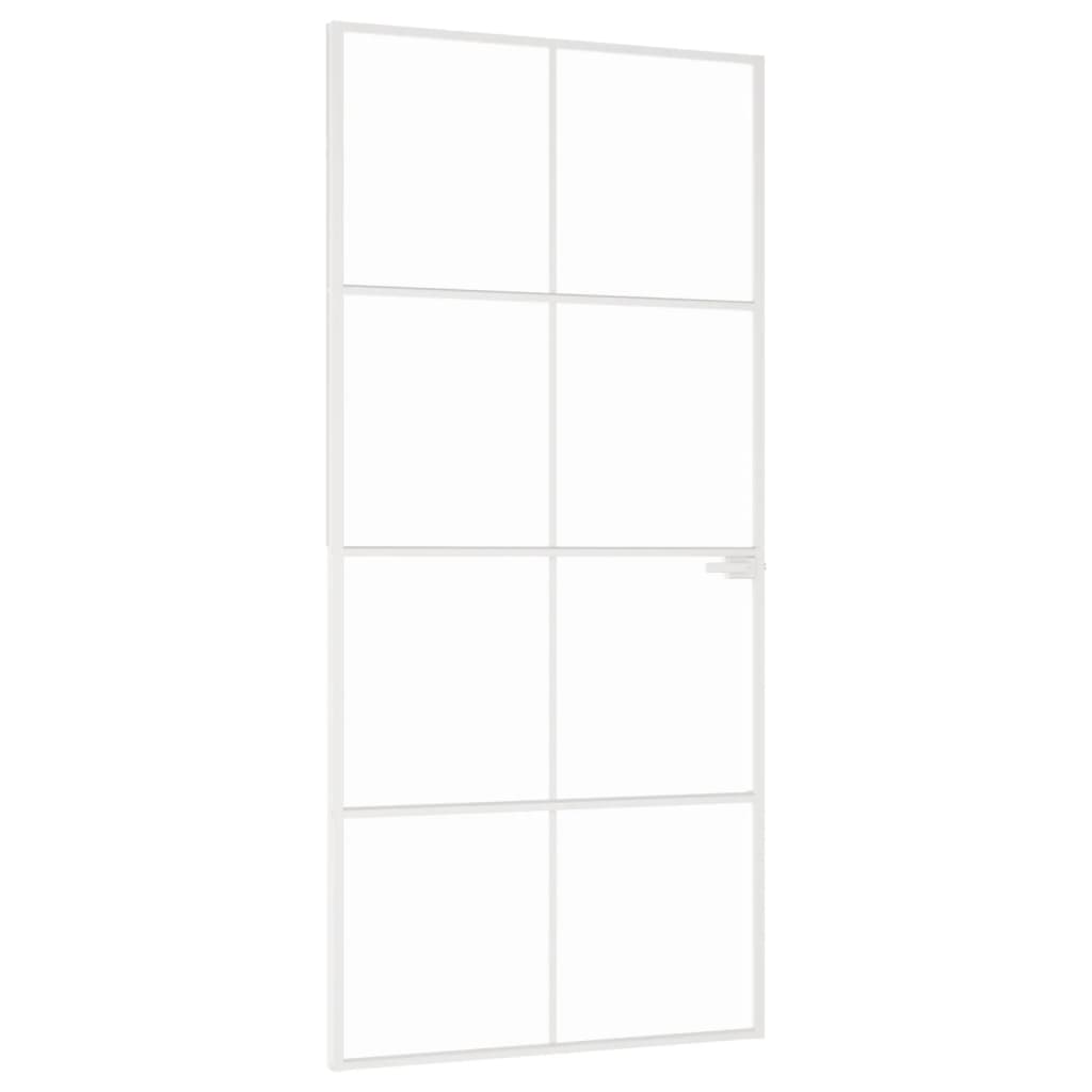 Dør 93x201,5 cm hærdet glas og aluminium hvid - hvid og transparant¨, 93 x 201.5 cm, 1, 4x2 gitter - number 2.