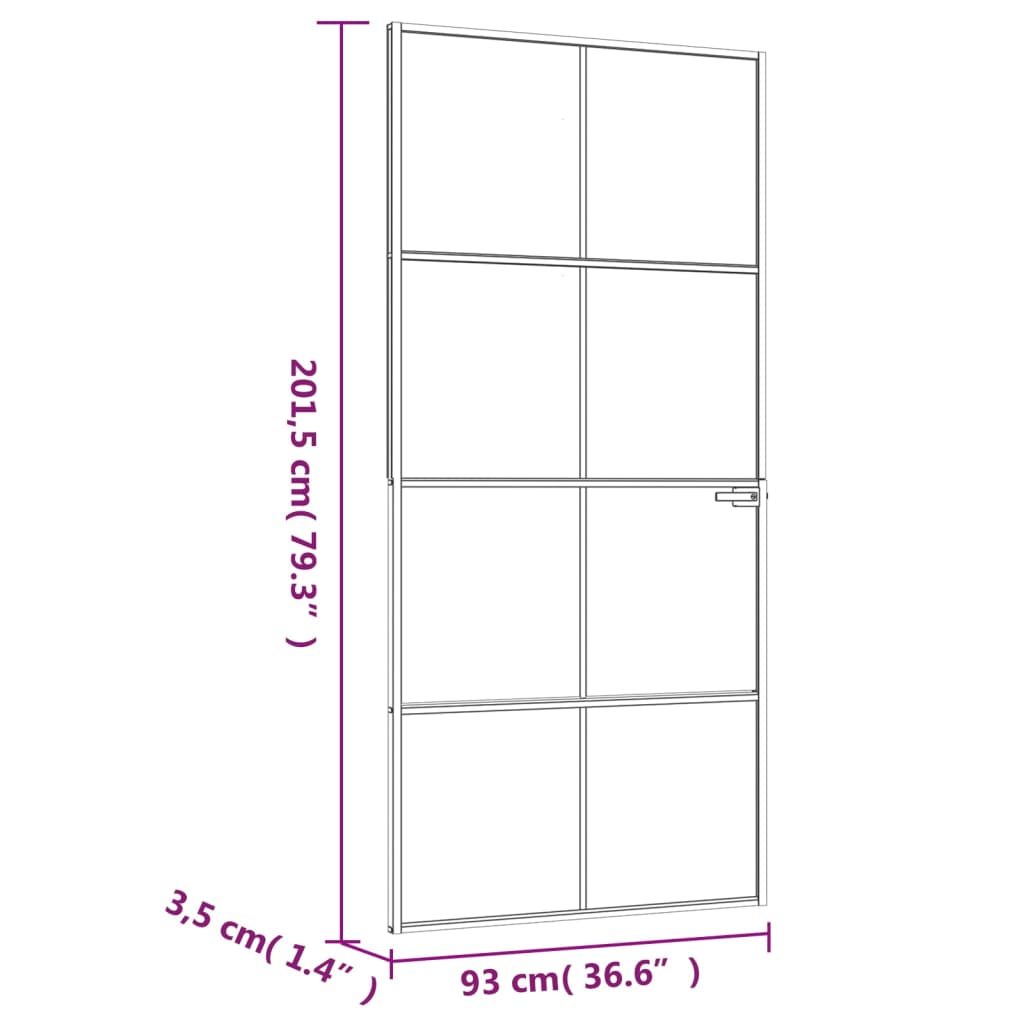 Dør 93x201,5 cm hærdet glas og aluminium hvid - hvid og transparant¨, 93 x 201.5 cm, 1, 4x2 gitter - number 8.