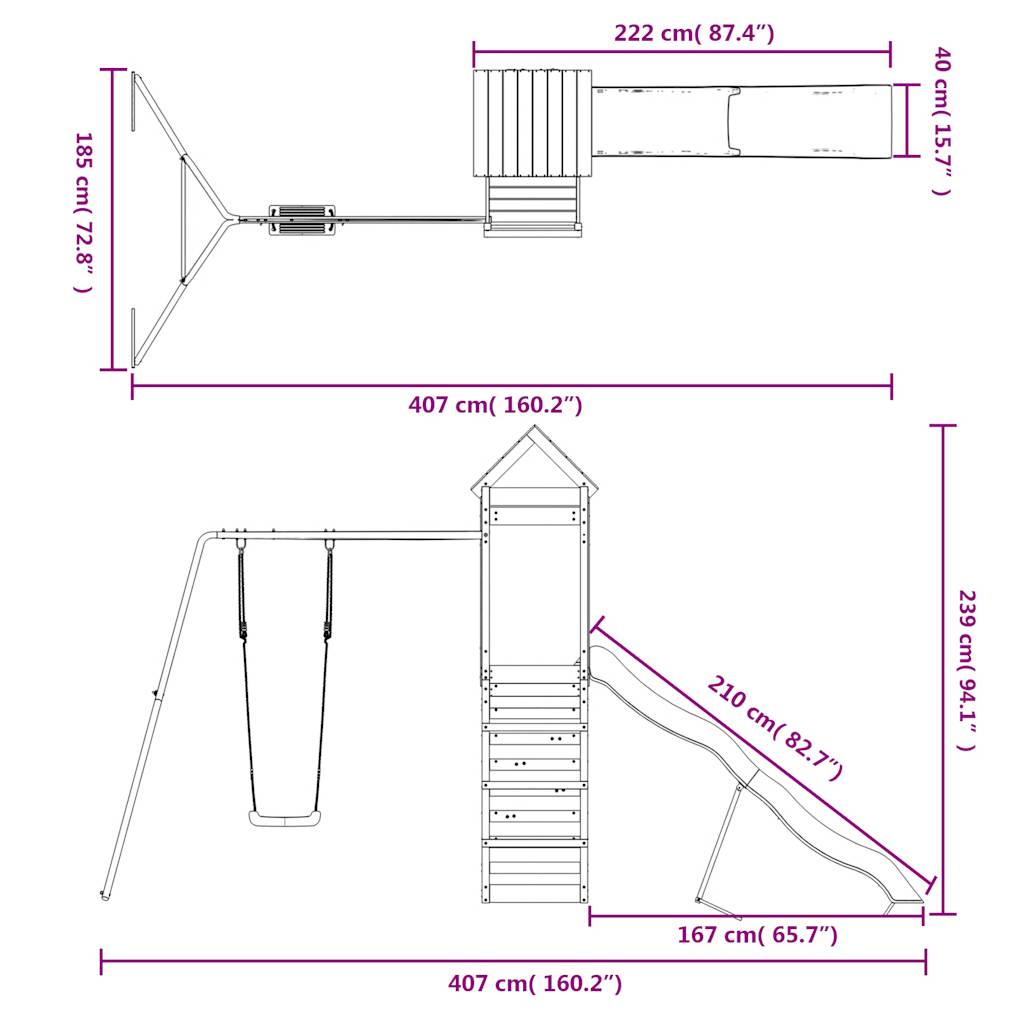 Portique de jeux extérieur en pin massif - number 12.