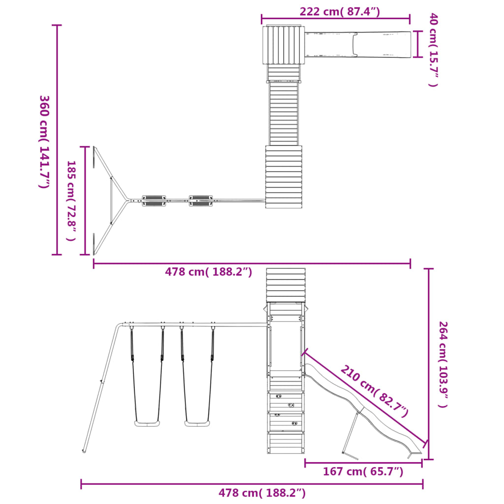 Portique de jeux extérieur en pin massif - number 12.