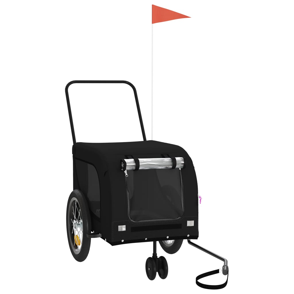 Remorque de vélo pour animaux de compagnie tissu oxford et fer noir - vert et noir, 125 x 63 x 66 cm - number 2.