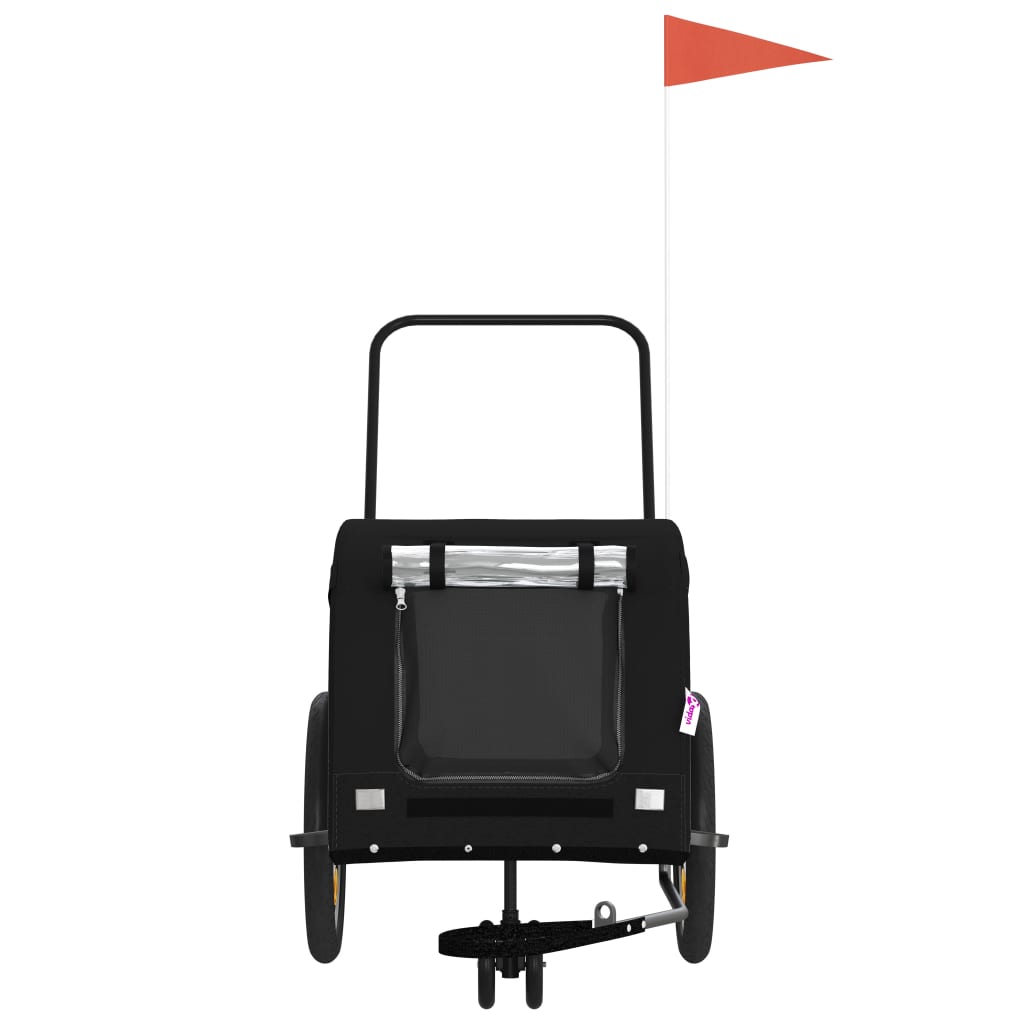 Remorque de vélo pour animaux de compagnie tissu oxford et fer noir - vert et noir, 125 x 63 x 66 cm - number 3.