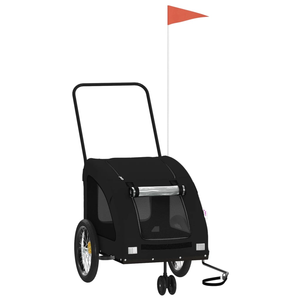 Trailer à vélo pour animaux de compagnie tissu oxford et fer - noir, 68 x 137 x 72 cm - number 2.