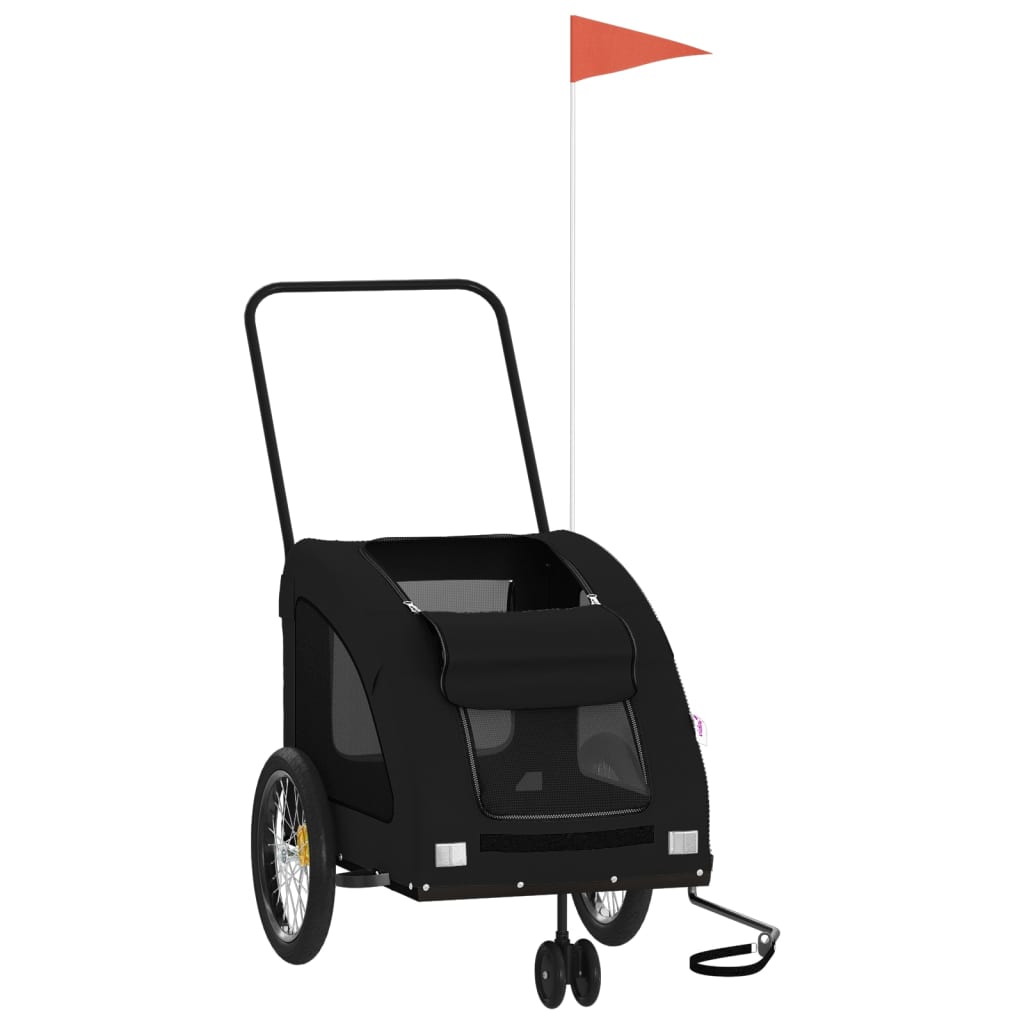 Trailer à vélo pour animaux de compagnie tissu oxford et fer - noir, 68 x 137 x 72 cm - number 3.