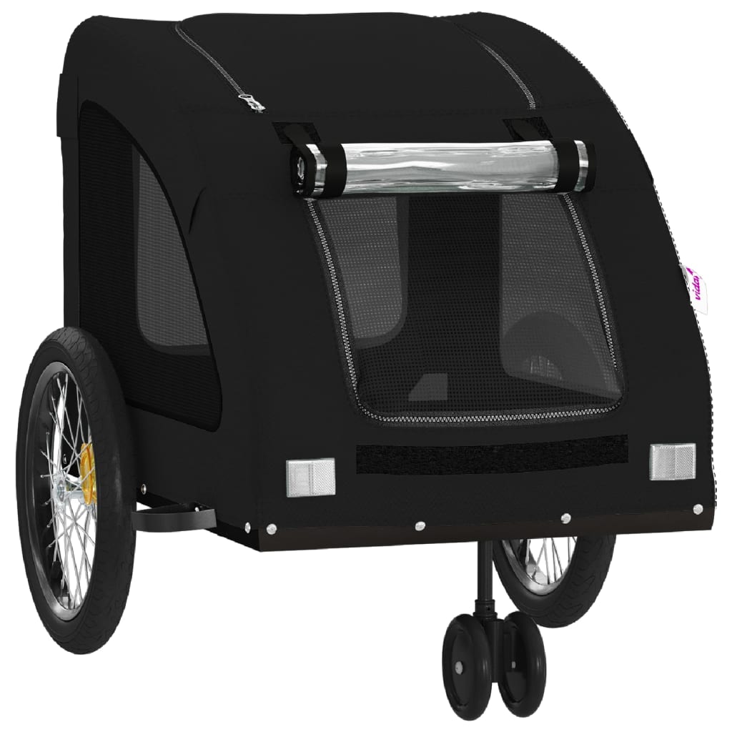 Trailer à vélo pour animaux de compagnie tissu oxford et fer - noir, 68 x 137 x 72 cm - number 5.
