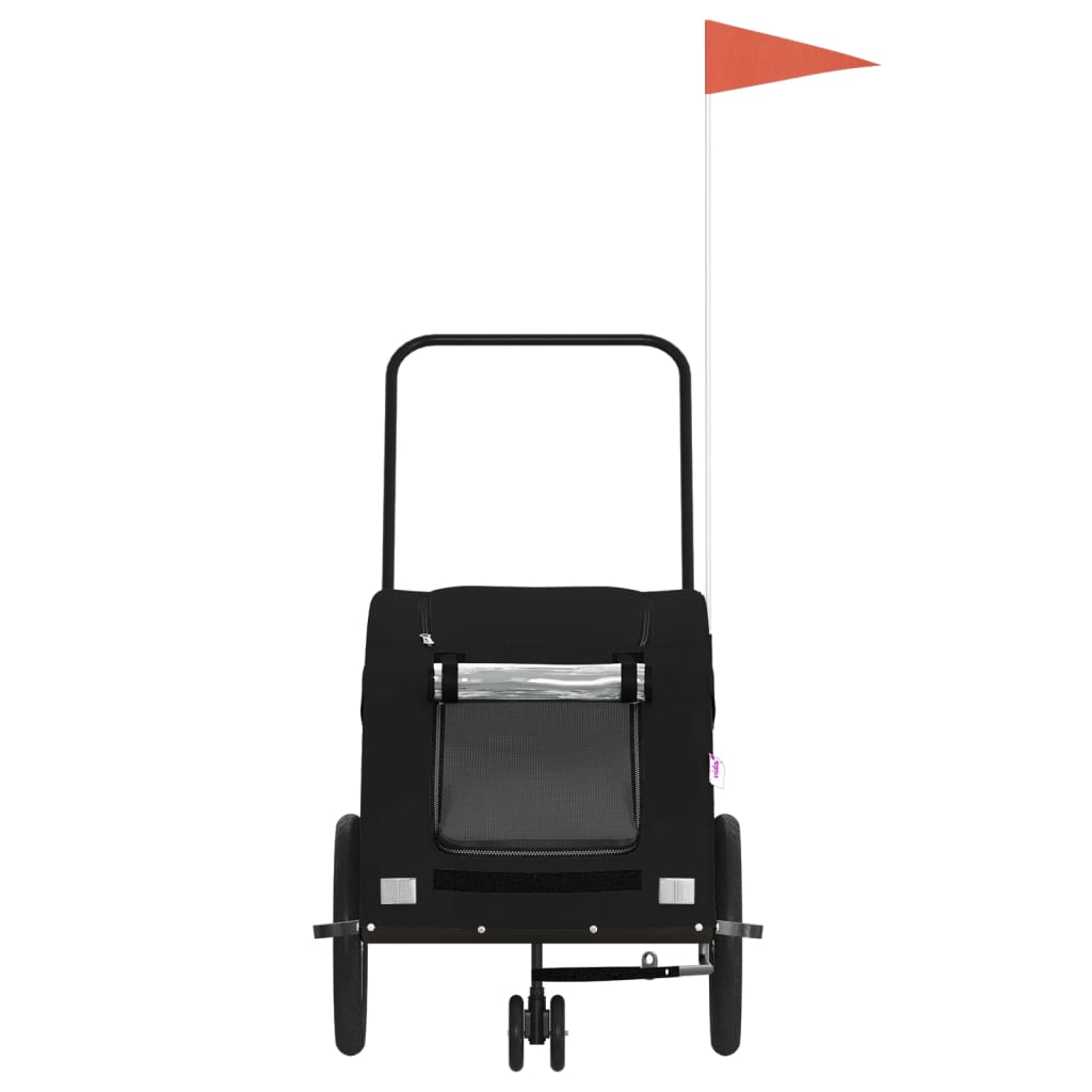 Trailer à vélo pour animaux de compagnie tissu oxford et fer - noir, 68 x 137 x 72 cm - number 4.