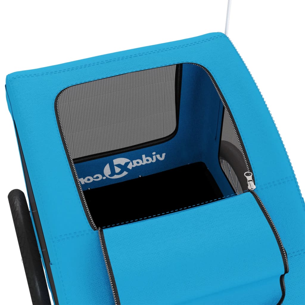 Remorque vélo pour animaux de compagnie en tissu oxford et fer - bleu, 137 x 68 x 72 cm - number 10.