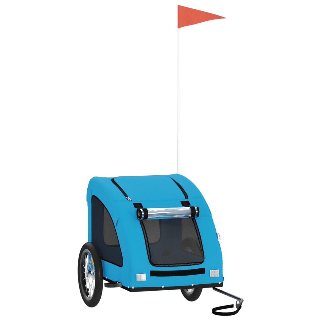 Remorque vélo pour animaux de compagnie en tissu oxford et fer - bleu, 125 x 63 x 66 cm - number 2.