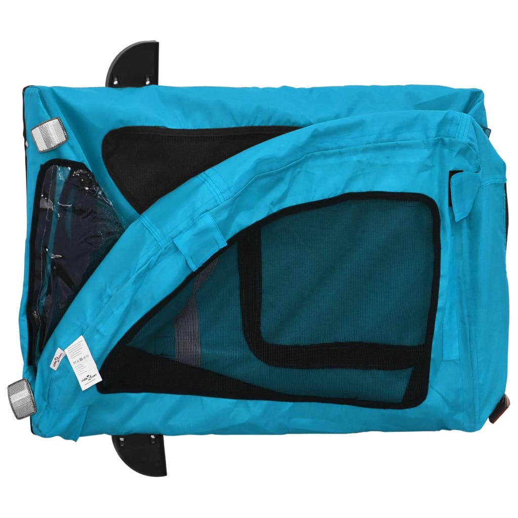 Remorque vélo pour animaux de compagnie en tissu oxford et fer - bleu, 125 x 63 x 66 cm - number 9.