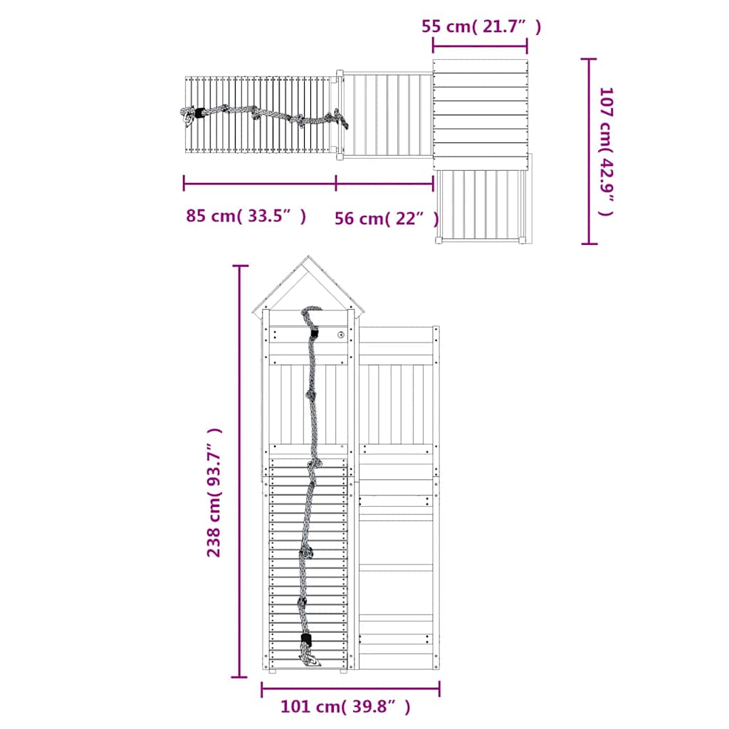 Maisonnette avec mur d'escalade en bois de pin imprégné - number 9.