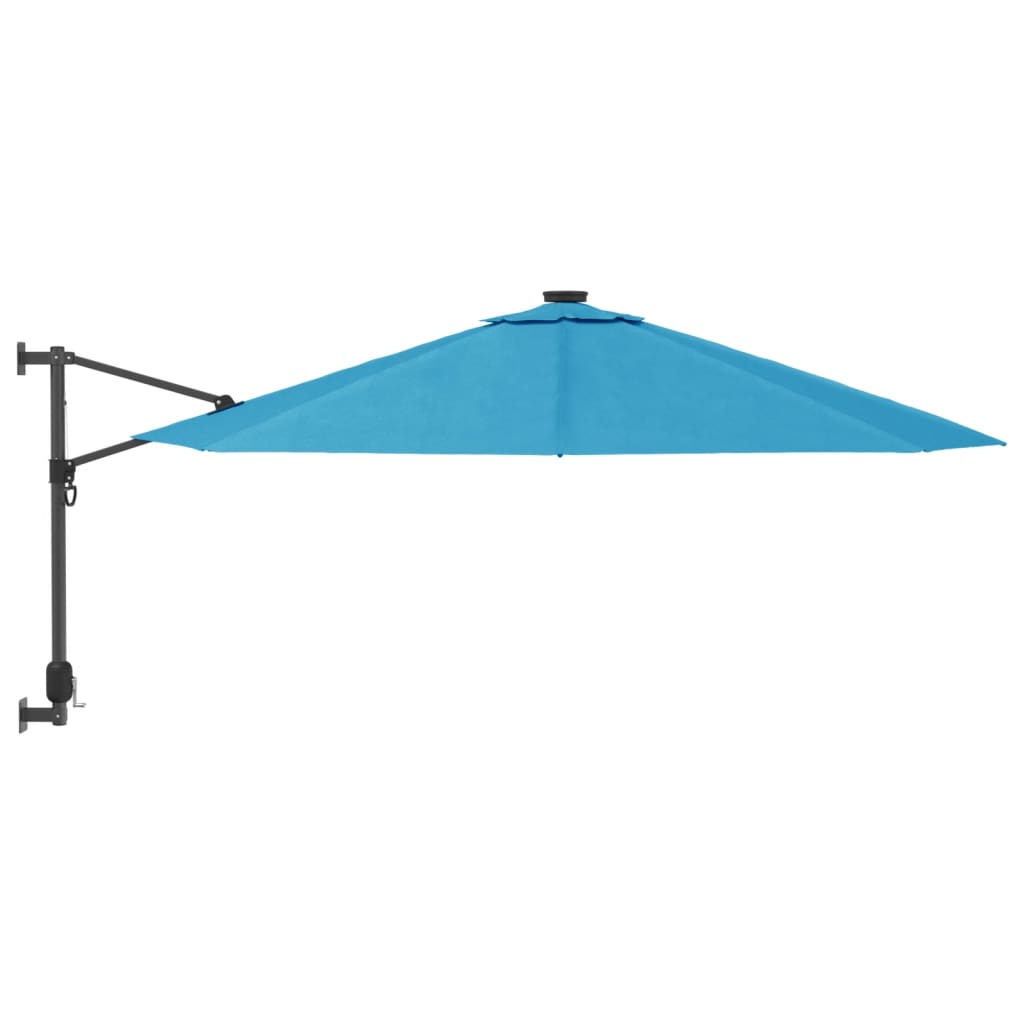 Væghængt parasol med led-lys 290 cm havblå - number 4.