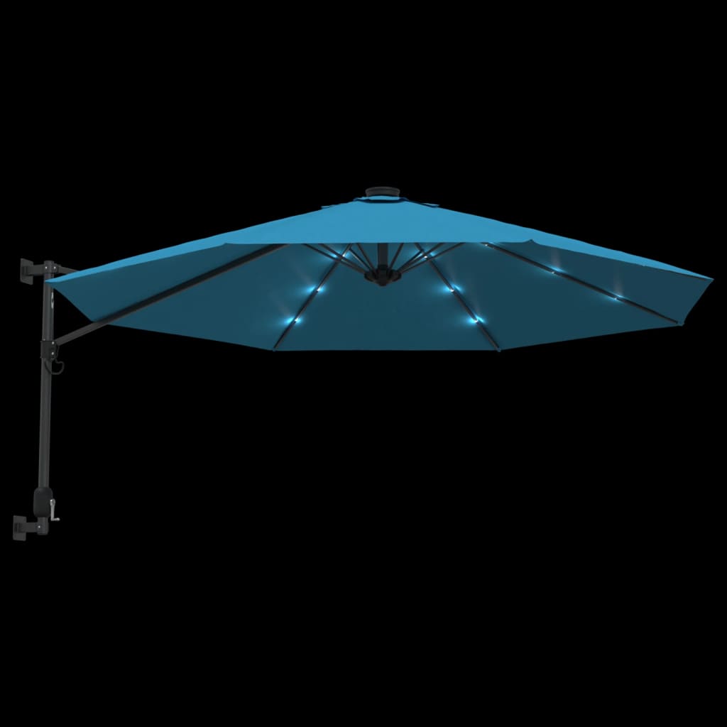 Væghængt parasol med led-lys 290 cm havblå - number 7.