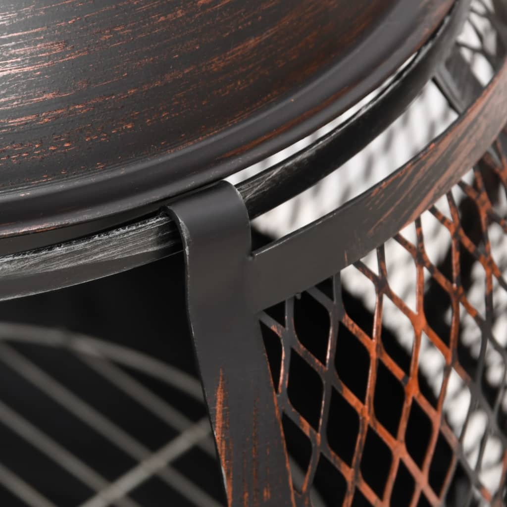 Garden fireplace with chimney 39x39x90 cm steel - number 5.