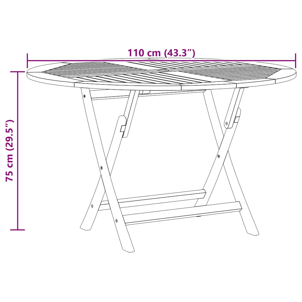 Sklopivi vrtni stol ø 110x75 cm puno tikovo drvo - 1, okrugli - number 8.