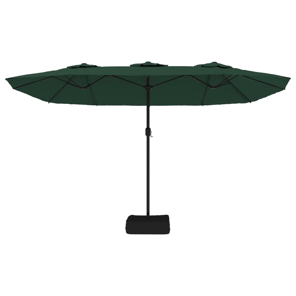 Parasol med dobbelt parasoldug og led-lys 449x245 cm - grøn, 1 - number 5.