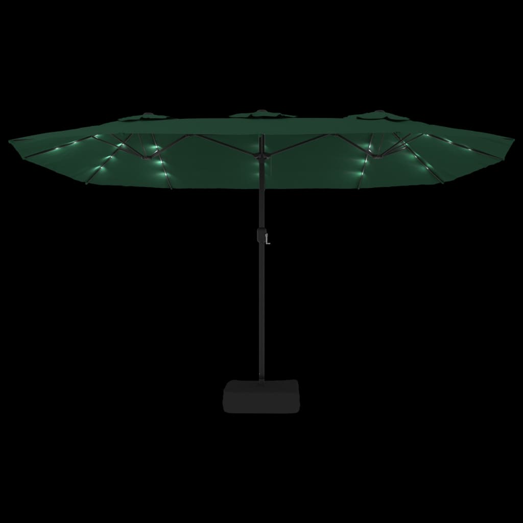 Parasol med dobbelt parasoldug og led-lys 449x245 cm - grøn, 1 - number 6.