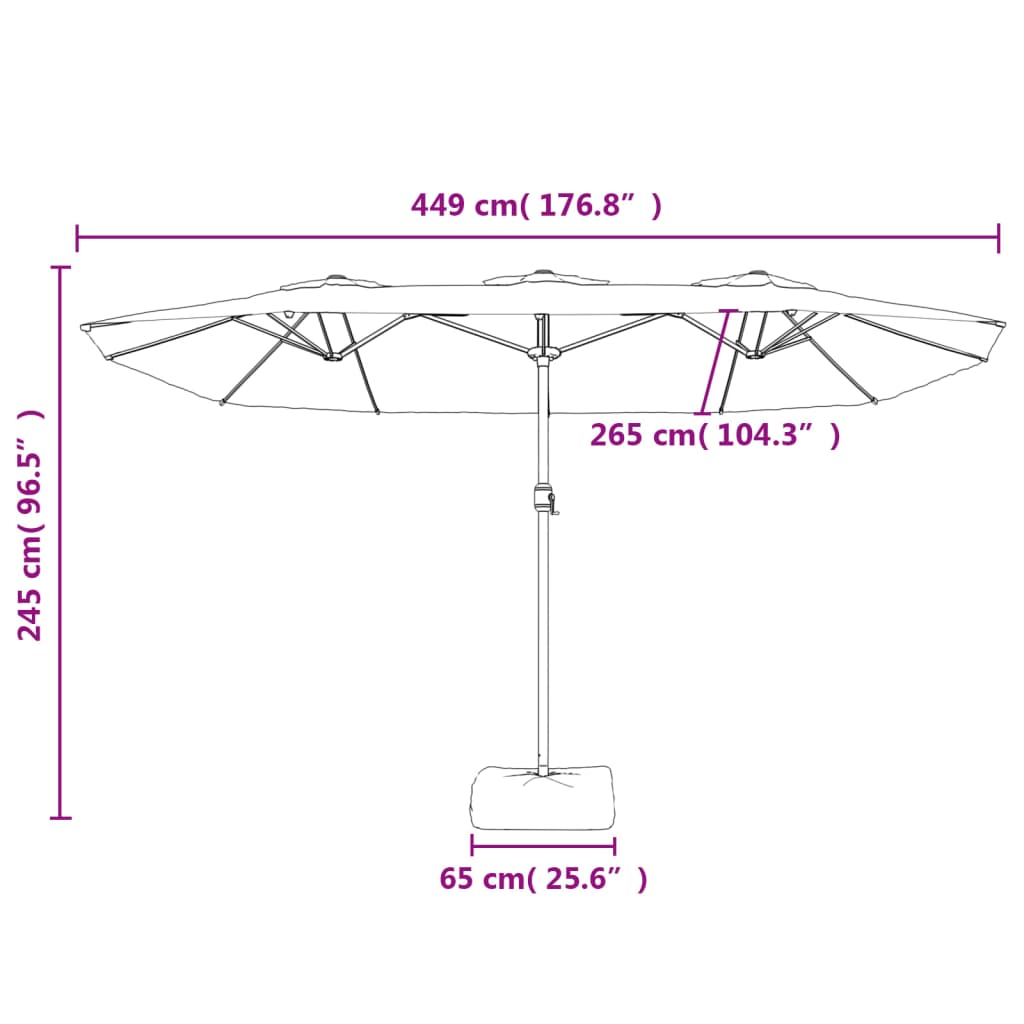 Parasol med dobbelt parasoldug og led-lys 449x245 cm - grøn, 1 - number 10.