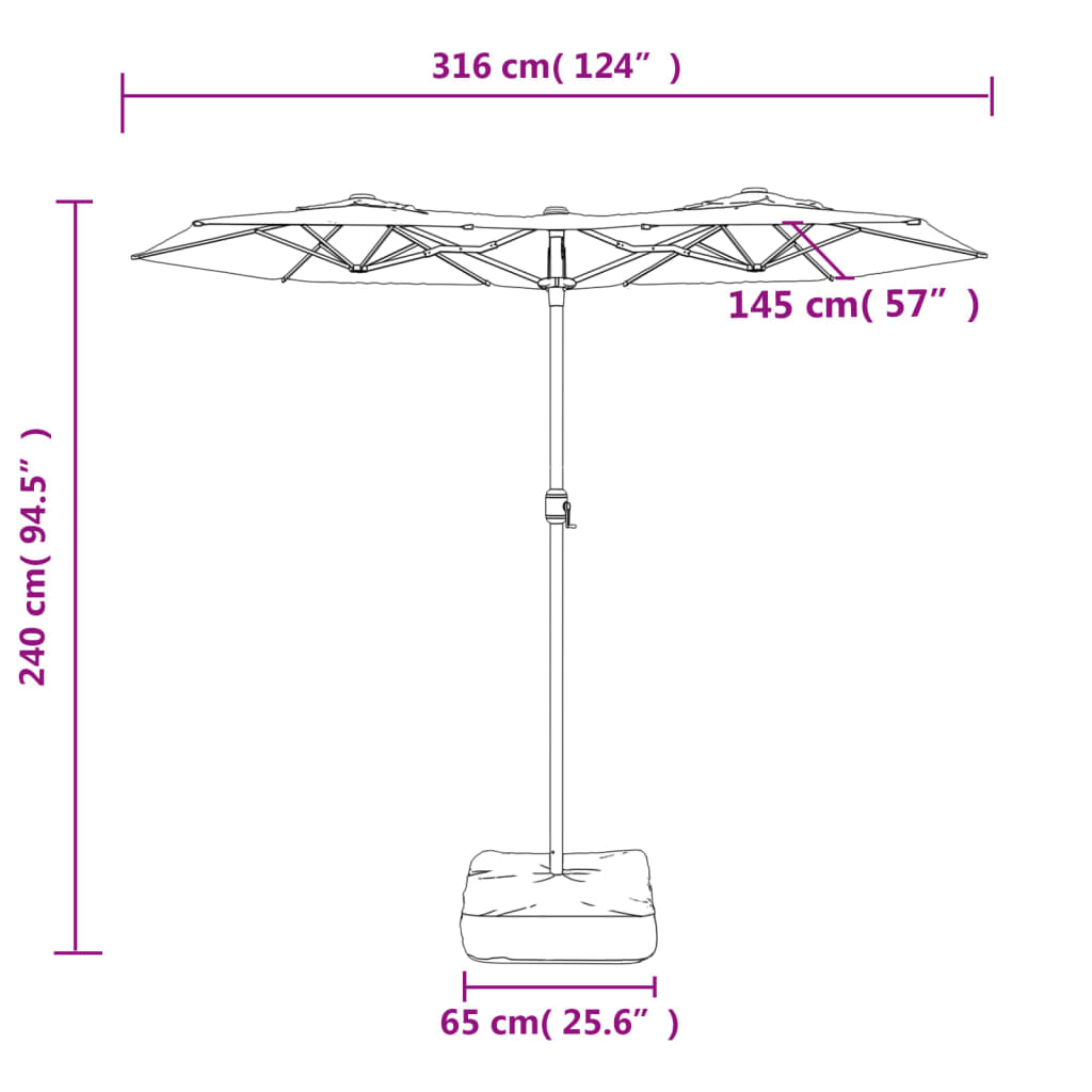 Parasol with double parasol cloth 316x240 cm - green, 1 - number 8.