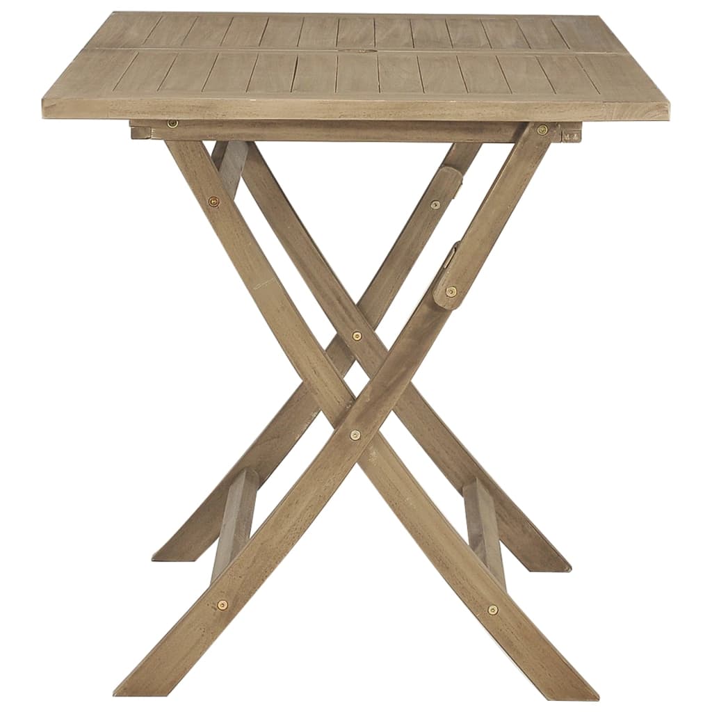 Foldbart havebord 120x70x75 cm massivt teaktræ grå - number 4.