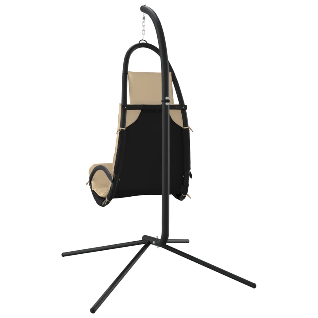 Hængestol til haven med hynde oxfordstof og stål cremefarvet - number 5.