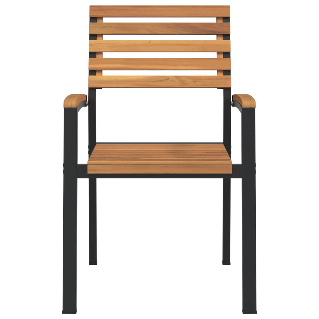 Havestole 2 stk. stabelbare massivt akacietræ og metal - number 4.