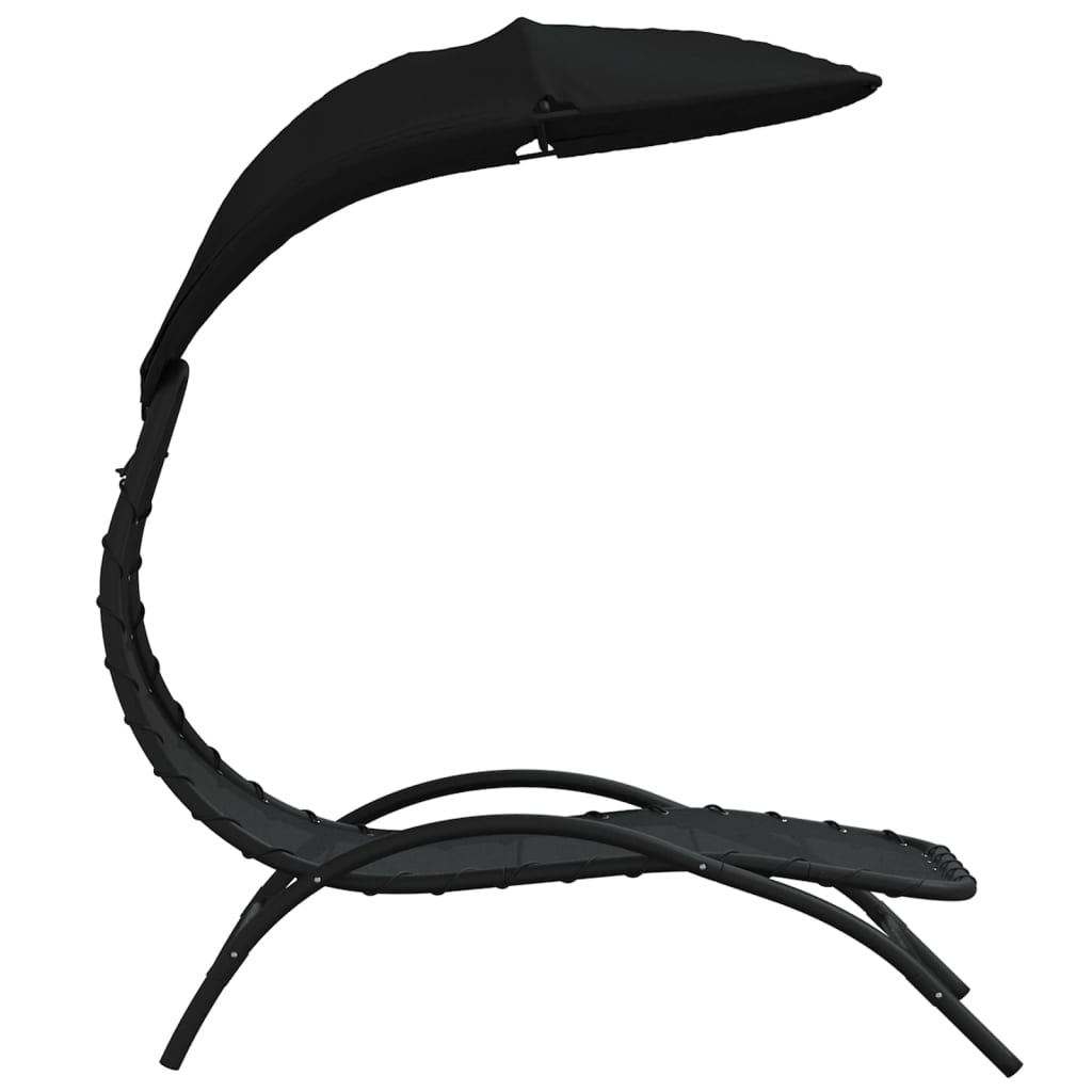 Ležaljka s baldahinom 167x80x195 cm tkanina i čelik - crna, 1 - number 4.