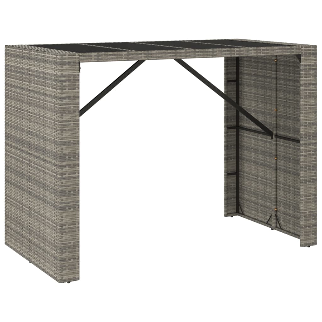 Barbord med glasplade polyrattan - grå, 145 x 80 x 110 cm, 1 - number 2.