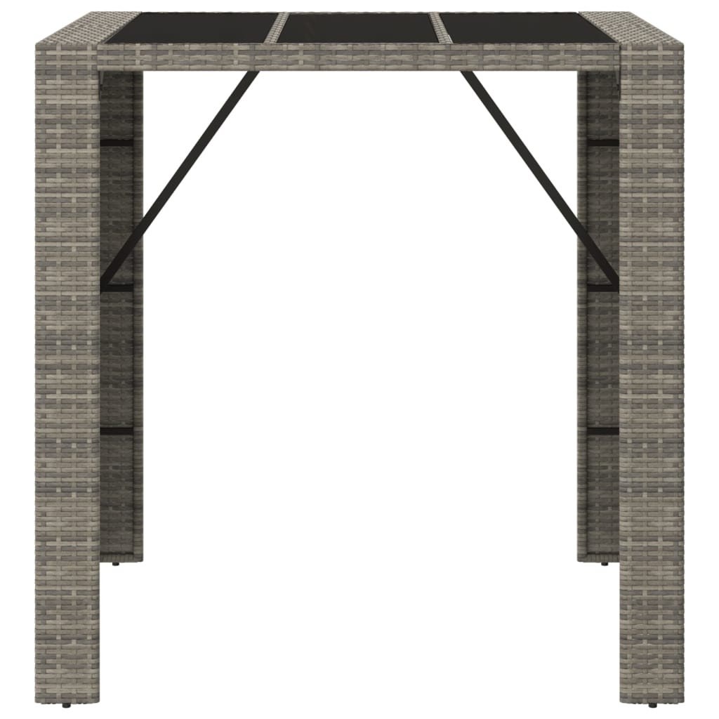 Barbord med glasplade 105x80x110 cm polyrattan grå - number 3.