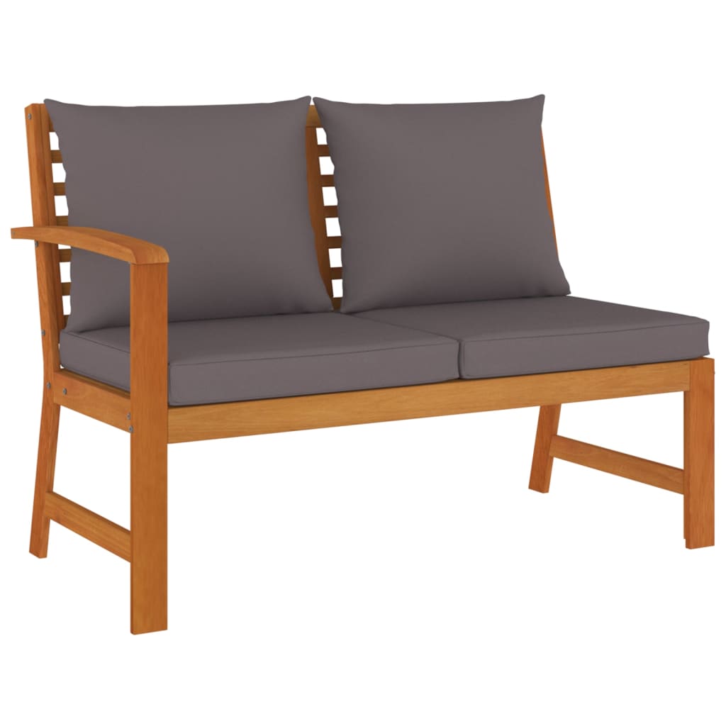 9-dijelni vrtni blagovaonski stol s jastucima, puno bagremovo drvo - tamno siva, 2x klupa + 2x kutna + 2x srednja + 2x oslonac za noge + stol, 1 - number 4.